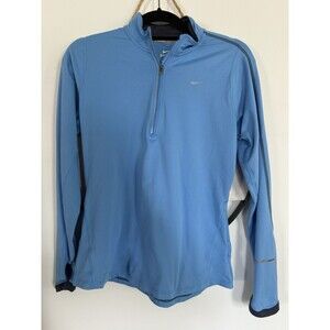 Nike Dri Fit Athletic Pullover 1/4 Zip Turquoise Women’s Medium Thumb holes.Sz M